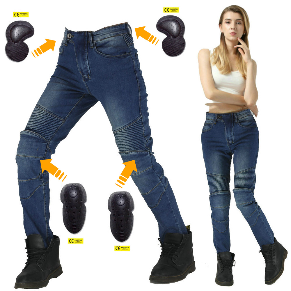 Motorcycle Gear Wash - Pantalones Vaqueros de Motociclismo para Mujer,