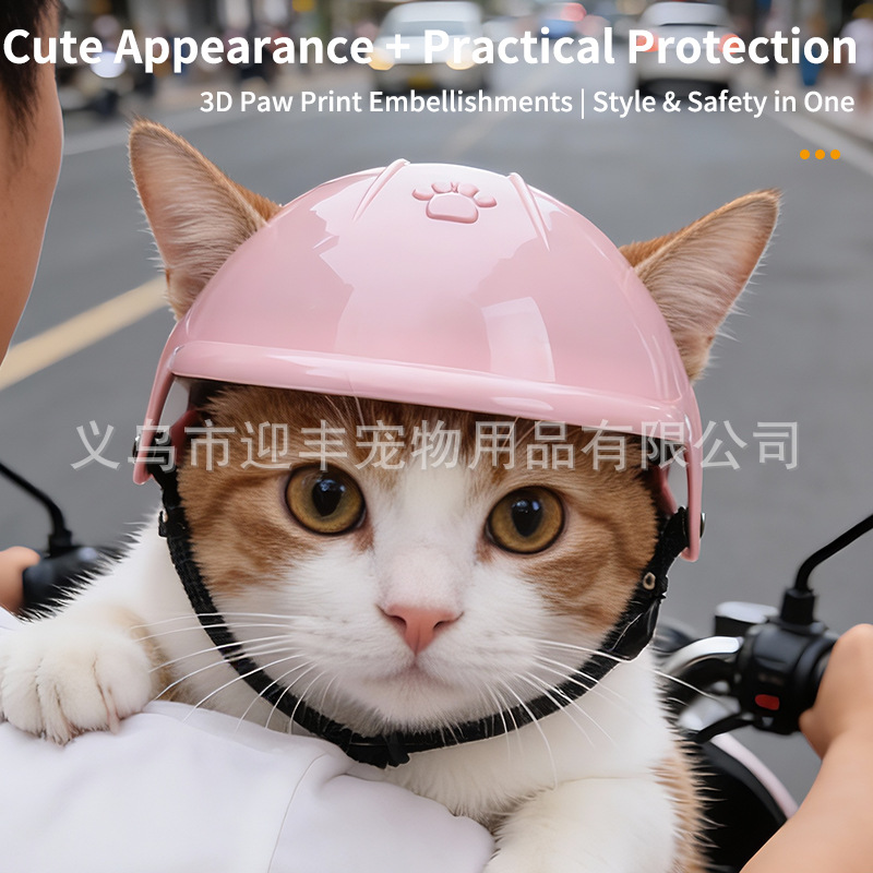 Motorcycle Gear Dogs - Casco Rosa para Mascotas con Orificios
